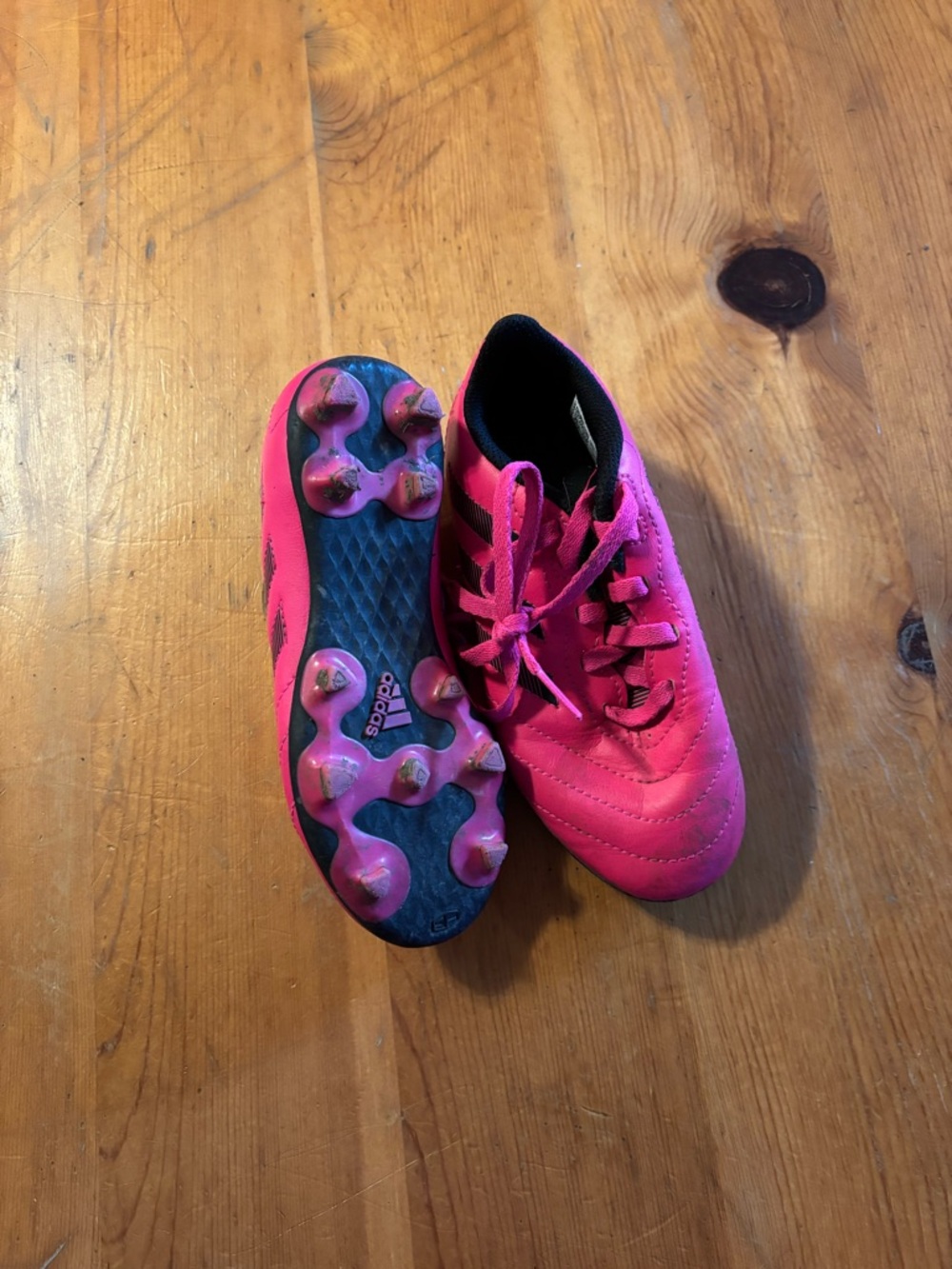 adidas Youth Hot Pink Soccer Shoes with Black Accents